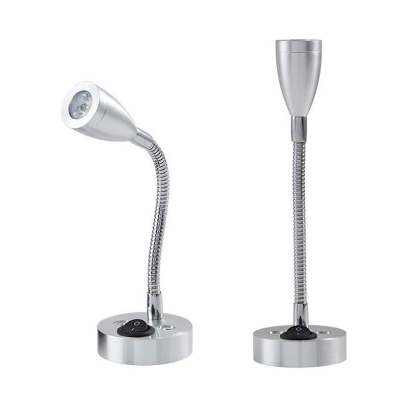 Zestaw 2 lampek do czytania LED 12V z regulowanym włącznikiem, lampka nocna, oświetlenie wnętrza do kampera, łodzi, srebro 6000 tys.