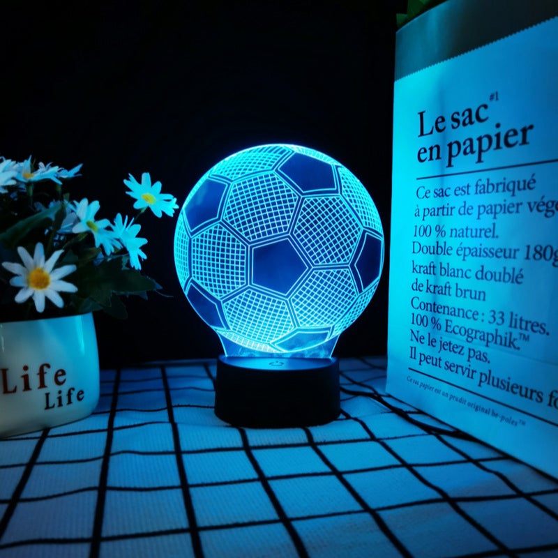 Prezent piłkarski dla dzieci, lampka nocna dla chłopców w kształcie piłki nożnej, lampka nocna LED 3D z 16 zmieniającymi się kolorami, dekoracja pokoj