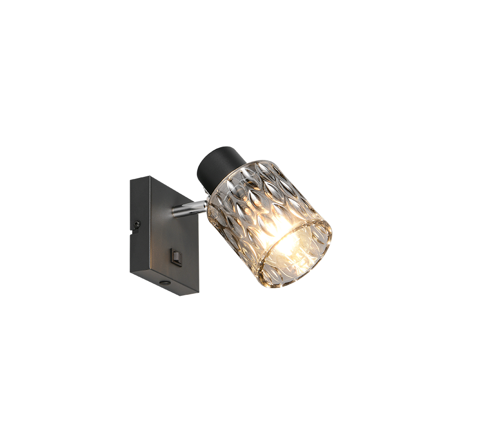 JACK lampa ścienna sufitowa czarna 1xE27 klosz zdobiony dymiony R86421732