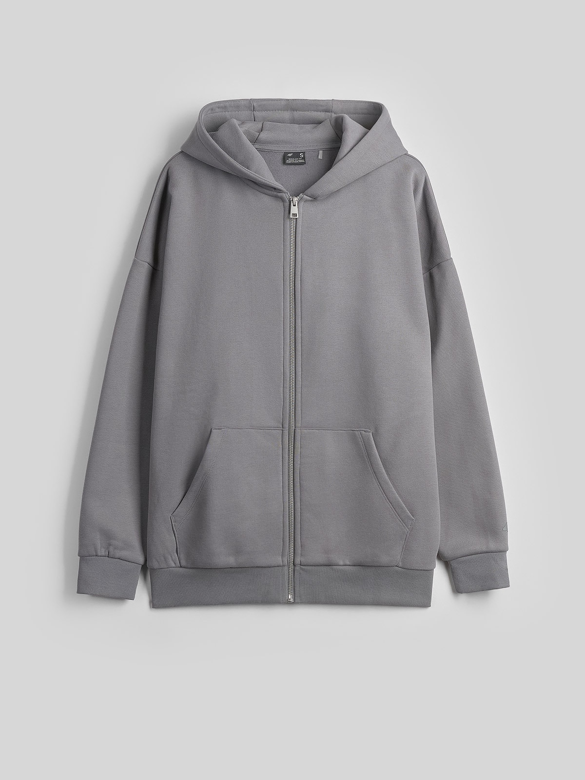 4F Bluza dresowa regular z kapturem damska - szara XS