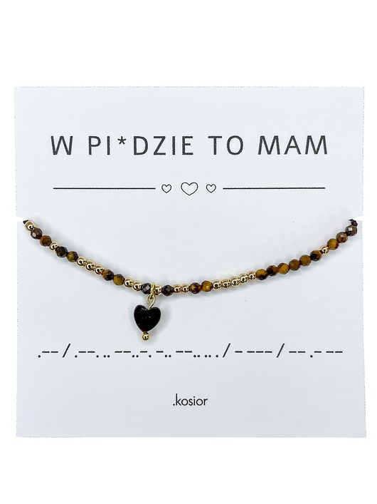 Bransoletka prezent - W PIZDZIE TO MAM - Hematyt, Tygrysie oko - odwaga