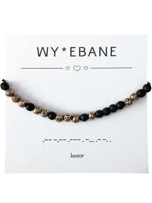 Bransoletka prezent - WYJEBANE - Lawa wulkaniczna - dystans - UNISEX