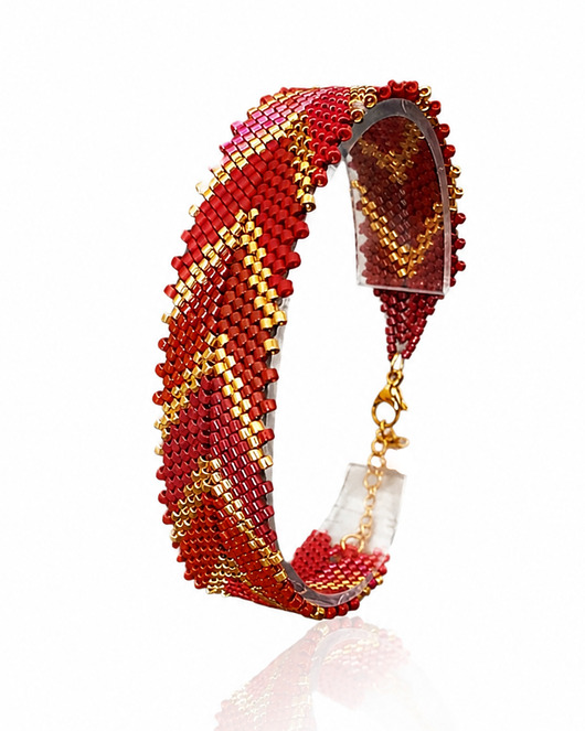 Czerwono-Złota Bransoletka z Koralików Red Chevron