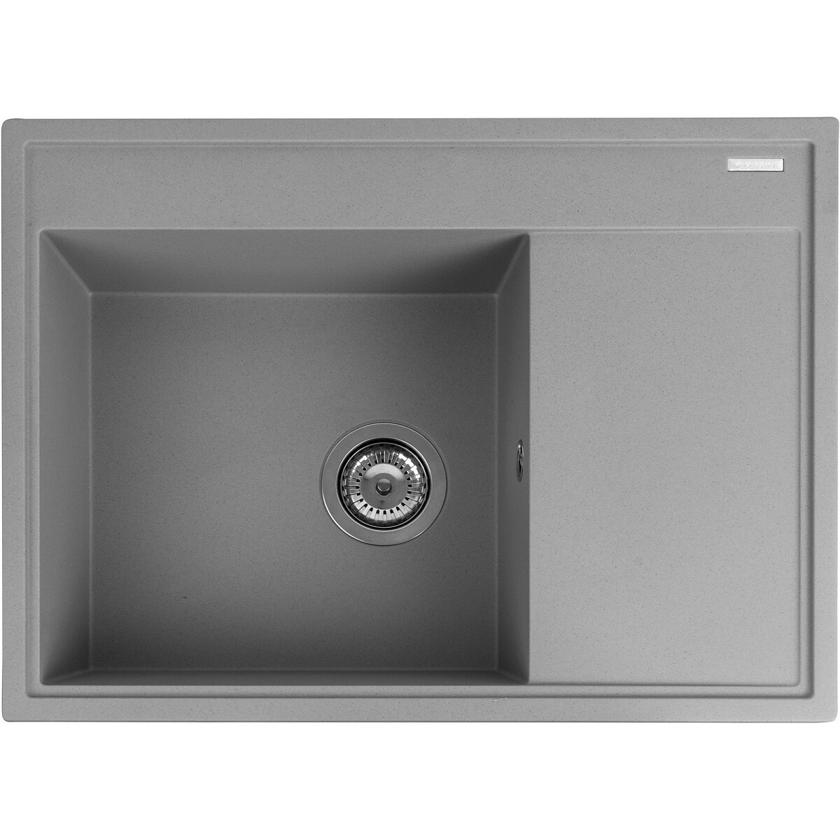 Pyramis Zlewozmywak granitowy Camea 68x50 1B1D L Szary beton