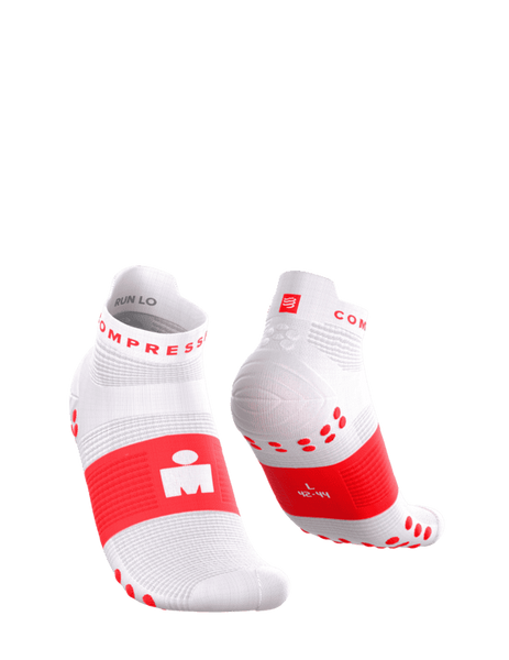 COMPRESSPORT Skarpetki do biegania krótkie PRORACING SOCKS V4 RUN LOW IRONMAN 2026 white/neon red