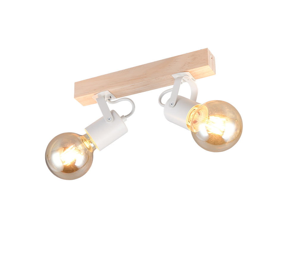 LYNAR biała lampa z drewnem regulowana 2xE27 R86662031