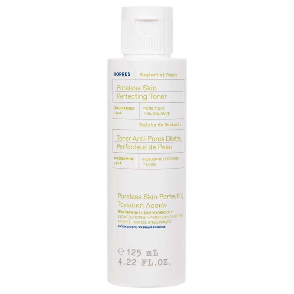 Korres Santorini Grape Poreless Skin Toner, tonik wygładzający skórę i zwężający pory, 125 ml