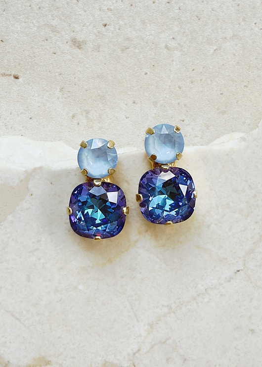 Złote Kolczyki Sztyfty AMORE Sky & Royal Blue Delight
