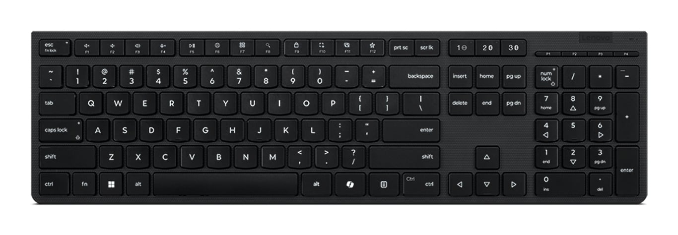 Lenovo Professional Wireless Rechargeable (Nordic) klawiatura Dom/Biuro RF Wireless + Bluetooth Skandynawia Czarny 4Y41R64546