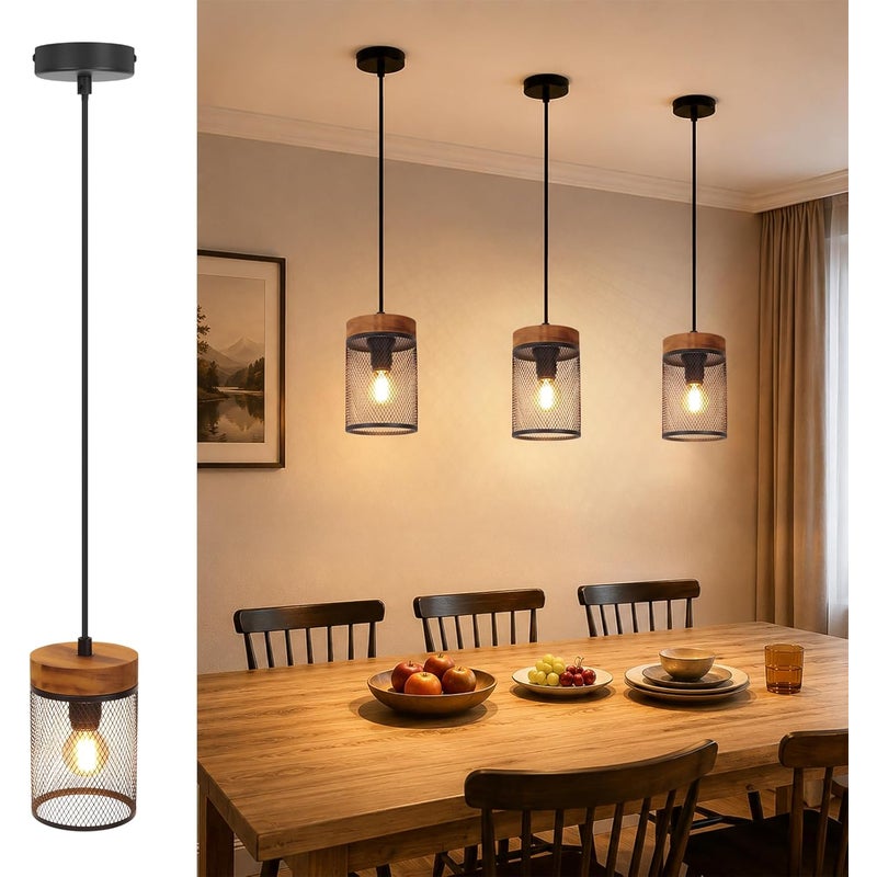 NETTLIFE Wieszak Vintage Czarny E14, Lampa Przemysłowa z Kloszem Szklanym, Oprawa Wisząca do Stołu Jadalnego, Kuchni (Bez Żarówki)