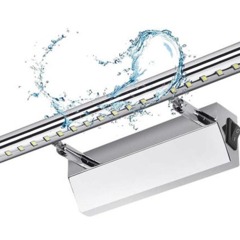 Dekoracyjna lampa łazienkowa, 40 cm lampa ścienna LED z przełącznikiem, 5 W, wodoodporna IP44, regulowana w zakresie 180°