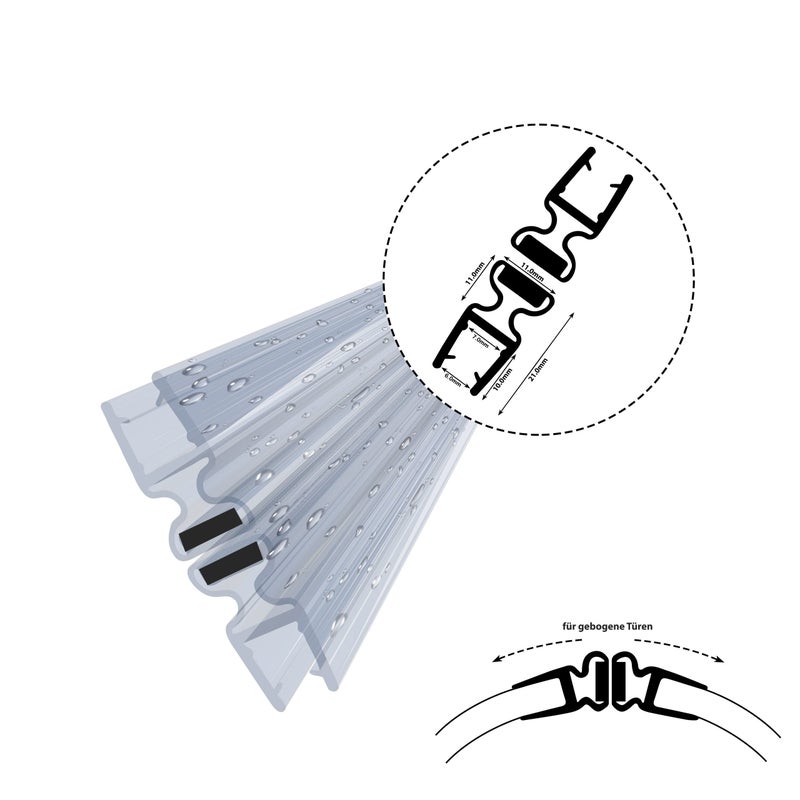 Uszczelka magnetyczna do półokrągłej kabiny prysznicowej DM03 7 mm para 200 cm transparentna
