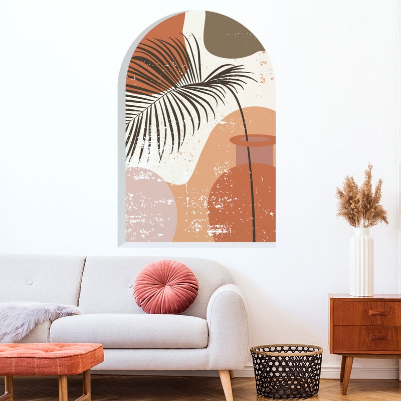 Tapeta włókninowa z wklejonymi, dużymi muralami - ŁUK Z LIŚCI PALMOWYCH ETNICZNYCH - 90x60cm