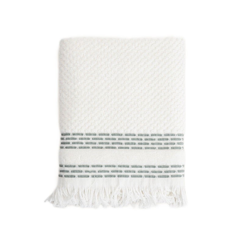Ręcznik ROSOP boho z pistacjowymi paskami 70x130 cm HOMLA