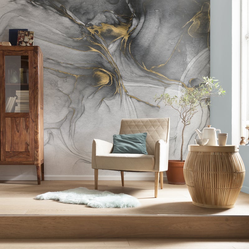 Tapeta panoramiczna Komar z włókniny - Ink Gold Flow - Rozmiar: 350 x 250 cm