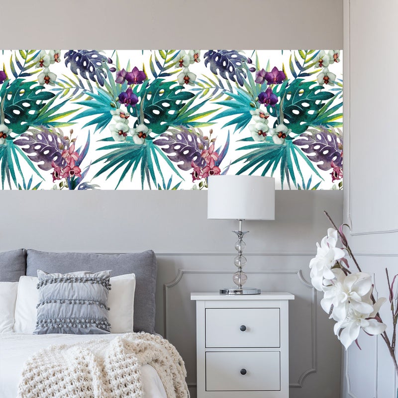 Naklejka z efektem tapety - DZIKIE STORCZYKI I LIŚCIE PALMOWE - 50x50cm