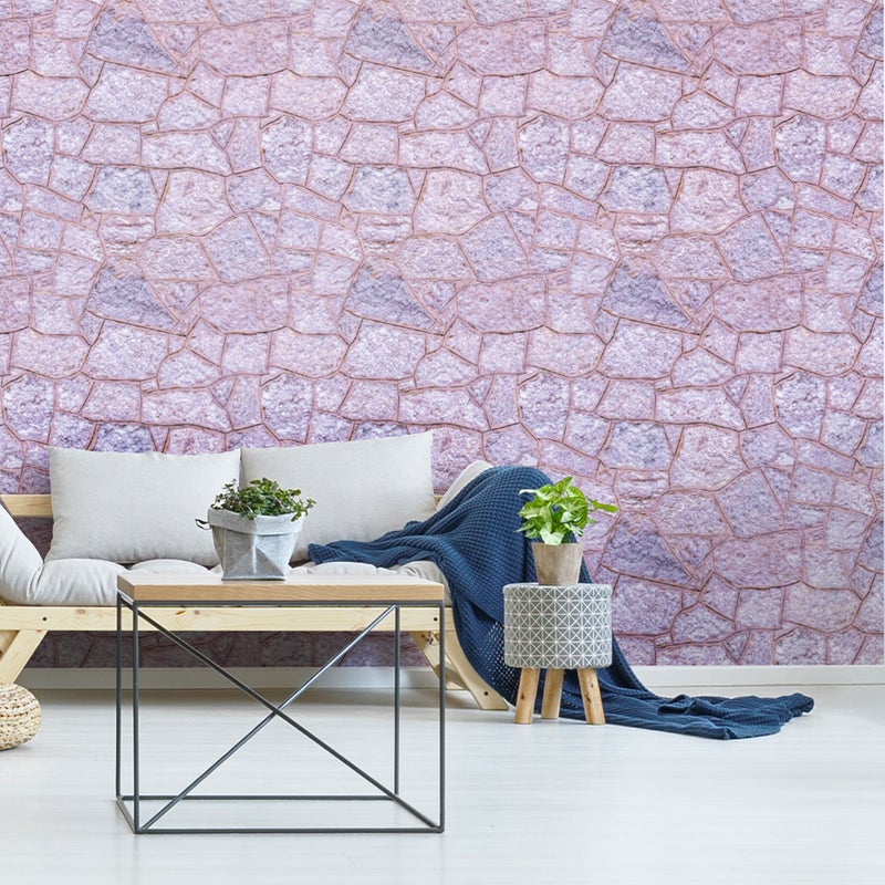 Naklejka z efektem tapety - POLINEZYJSKIE RÓŻOWE KAMIENIE - 60x60cm
