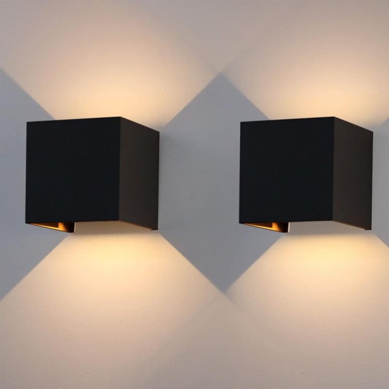 Zestaw 2 lamp zewnętrznych ściennych, 12 W, IP65, wodoodpornych, LED, nowoczesne oświetlenie wewnętrzne/zewnętrzne, aluminium, regulowana wiązka świat