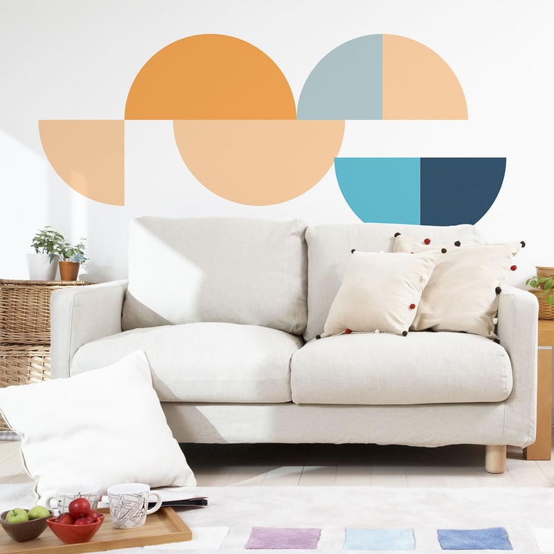 Tapeta włókninowa z wklejką i dużymi muralami - ABSTRAKCYJNE KÓŁKA - 120x120 cm