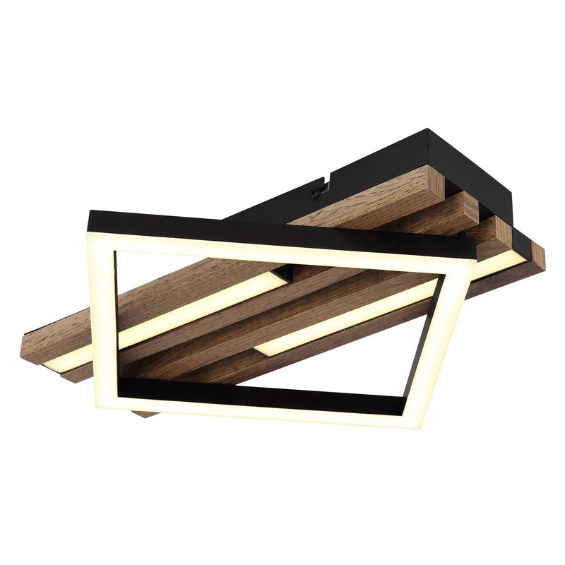 Półwpuszczana lampa sufitowa z wbudowaną diodą LED, 33x31 cm, matowa czerń, dioda LED 3000 K