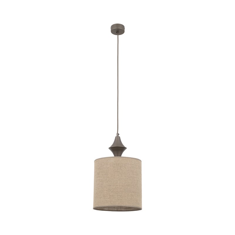 Brązowa Lampa Wisząca Tk Lighting Amura Tytan Lniany Abażur 1Xe27
