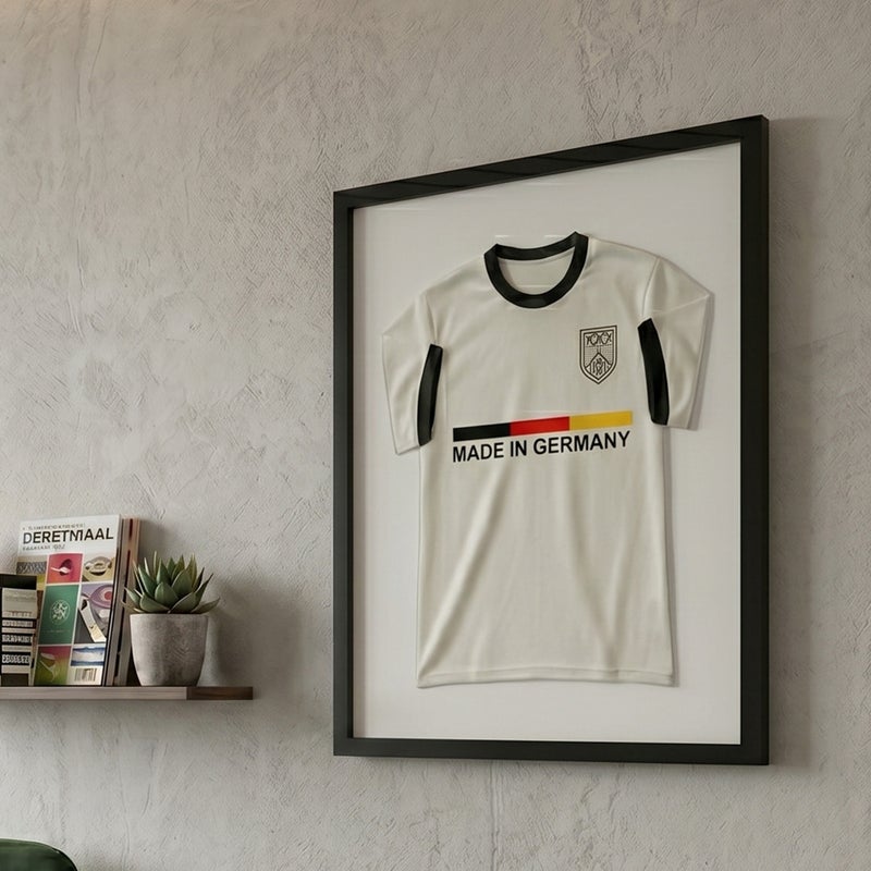 K-Möbel Rama na koszulkę czarna 50x70 cm, Piłka nożna i Rugby, Witryna szklana z prawdziwego drewna