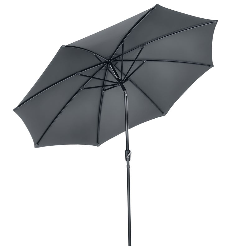 Parasol ogrodowy z korbką i odchylanym daszkiem, na taras zewnętrzny Ø300x252 cm, szary