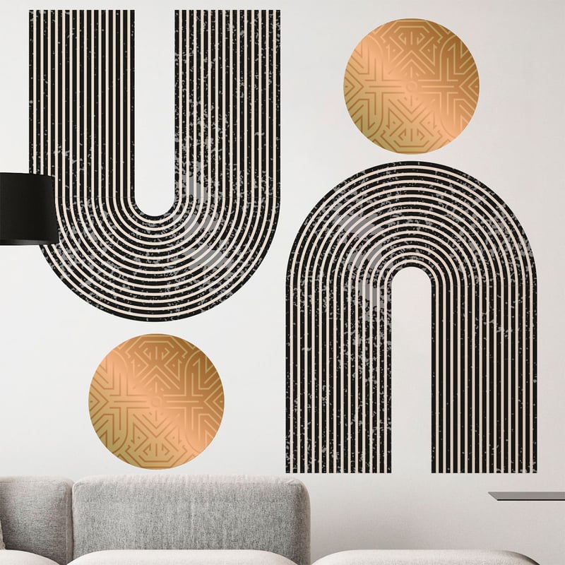 Tapeta włókninowa z wklejonymi, dużymi muralami - ABSTRAKCYJNE ŁUKI AZTECKIE - 160x120 cm
