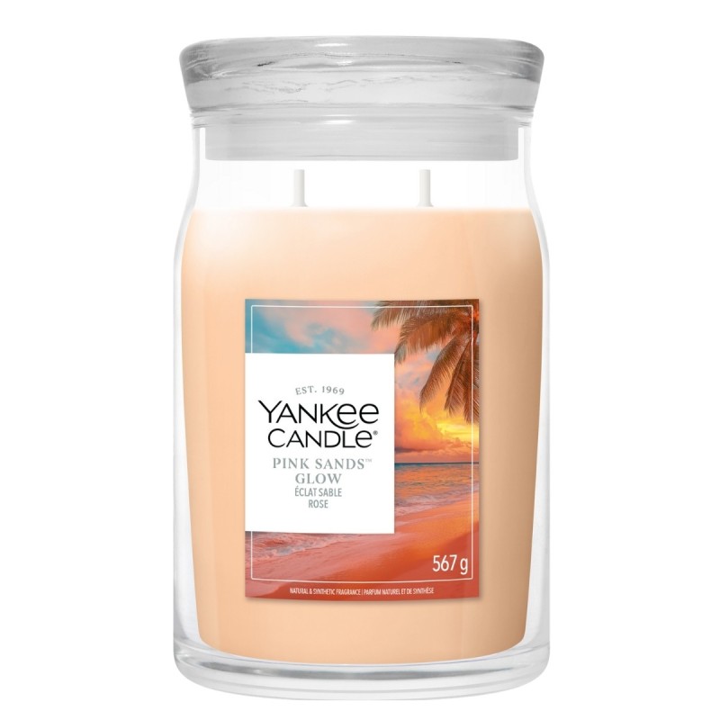 Yankee Candle Signature Świeca w Dużym Słoiku z Dwoma Knotami Pink Sands Glow