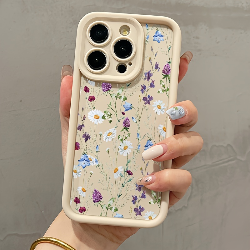 TEMU Etui na telefon: Fioletowy pionowy pasek w kwiaty: Premium drabina niebiańskiego oka, odpowiednie do etui Apple iPhone 14 Pro, etui ochronne
