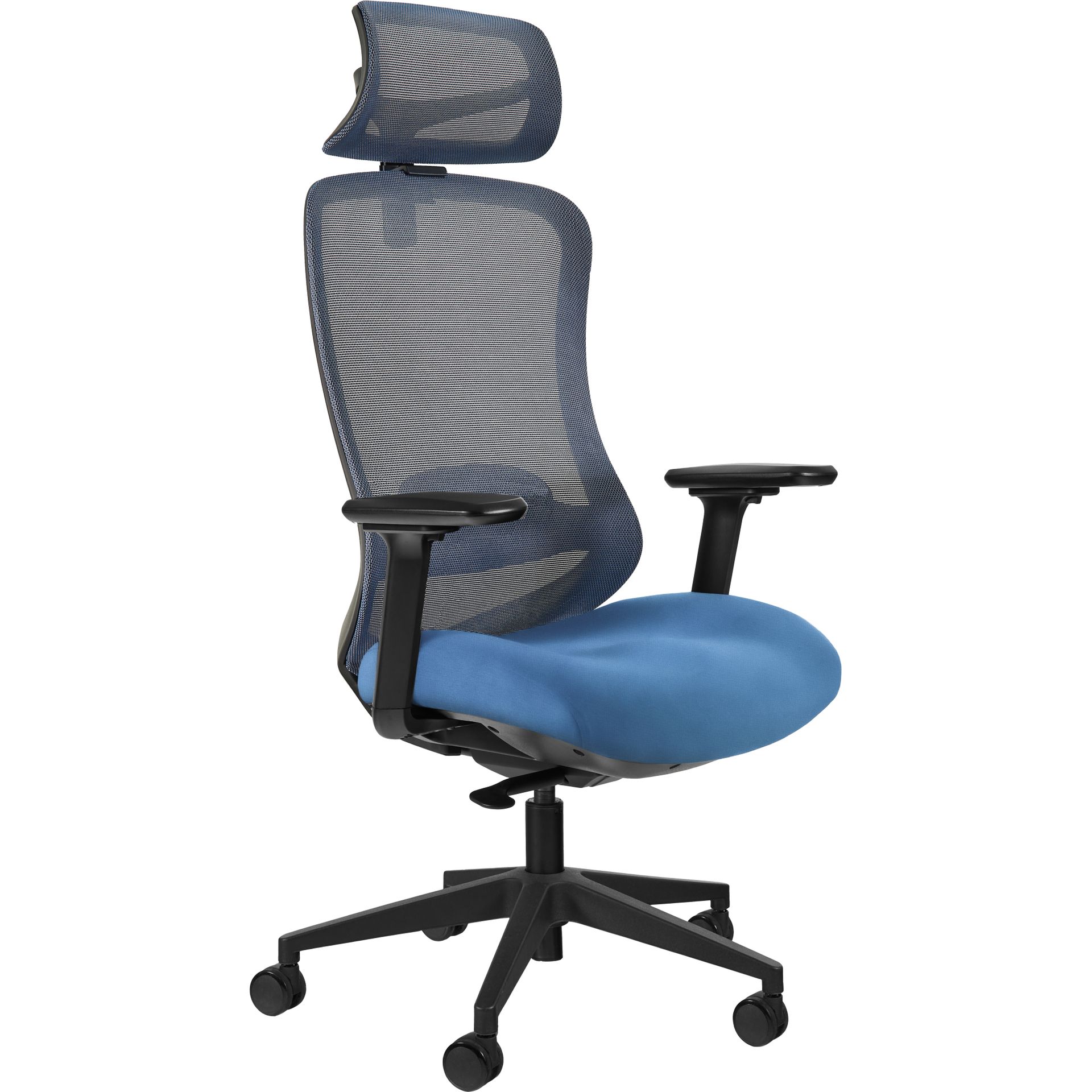 Unique Fotel Obrotowy Ergonomiczny Adapta z Zagłówkiem Siatka CB-05 Blue / tkanina HZ-02 Blue Siatka CB-05 Blue / Tkanina HZ-02 Blue