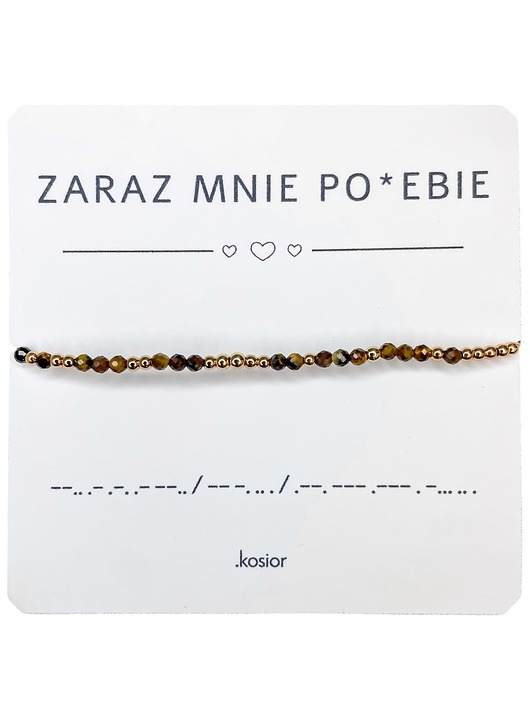 Bransoletka prezent - ZARAZ MNIE POJEBIE - Hematyt, Tygrysie oko - Ochrona