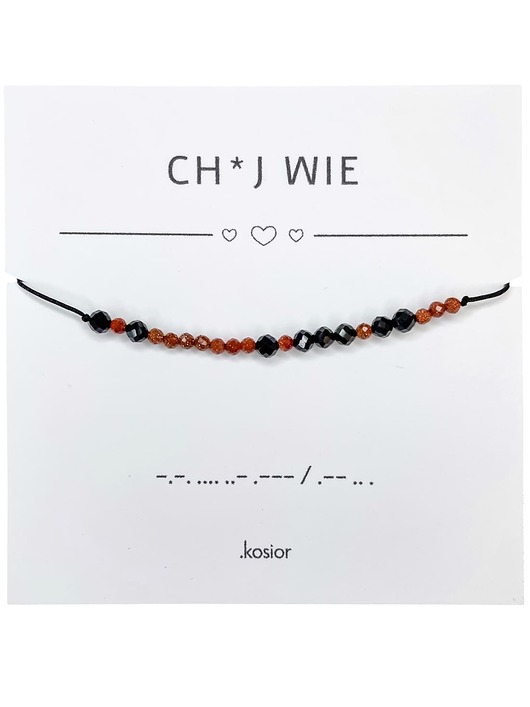 Bransoletka prezent - CHUJ WIE - Piasek pustyni, Agat - Równowaga - UNISEX
