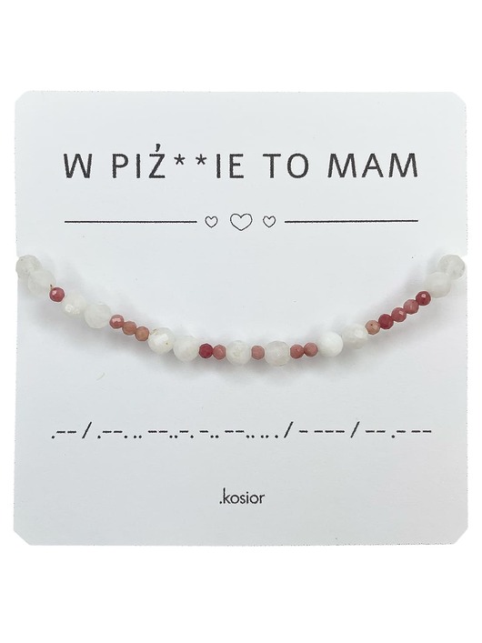 Bransoletka prezent - W PIŹDZIE TO MAM - Księżycowy, Rodonit - Równowaga