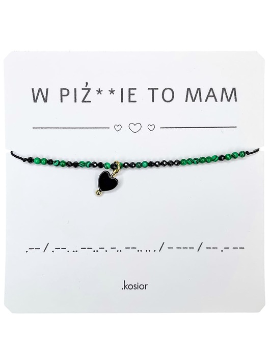 Bransoletka prezent - W PIŹDZIE TO MAM - Agat, Malachit - Równowaga