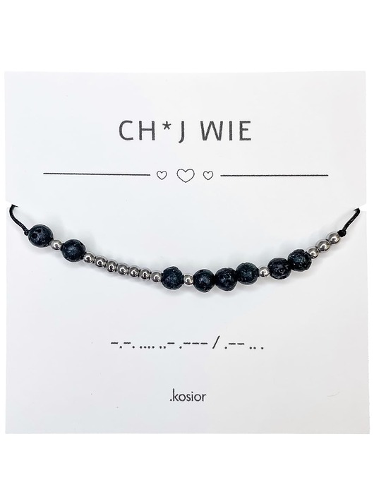 Bransoletka prezent - CHUJ WIE - Lawa, Hematyt - ochrona - siła - UNISEX
