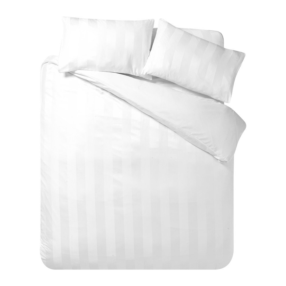 Biała satynowa pościel jednoosobowa 135x200 cm So Soft Satin Stripe – Catherine Lansfield