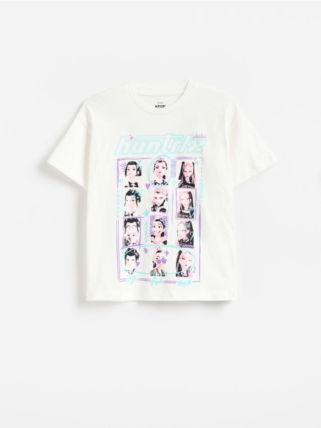 Reserved - T-shirt Kpop Demon Hunters™ - złamana biel