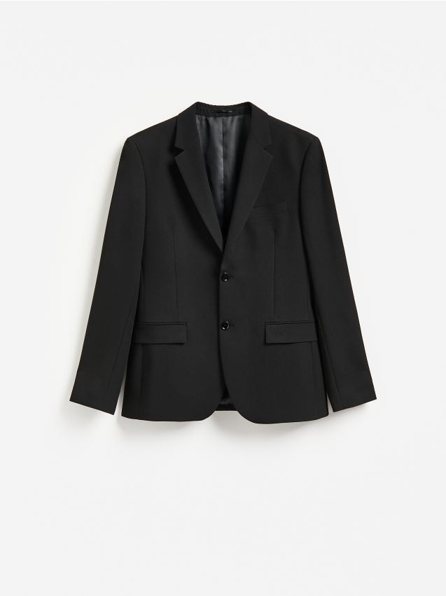 Reserved - Marynarka slim fit z domieszką wiskozy - czarny
