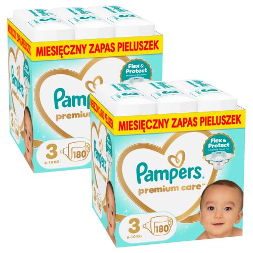 Zestaw Pampers Premium Care 3 Pieluchy dla dzieci, 2 x 180 szt.