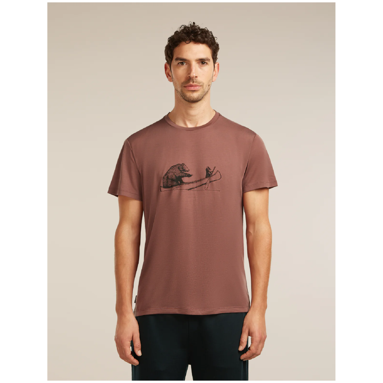 Męska koszulka Icebreaker Merino Blend Core SS Tee Canoe Companions Rozmiar: L / Kolor: ceglasty