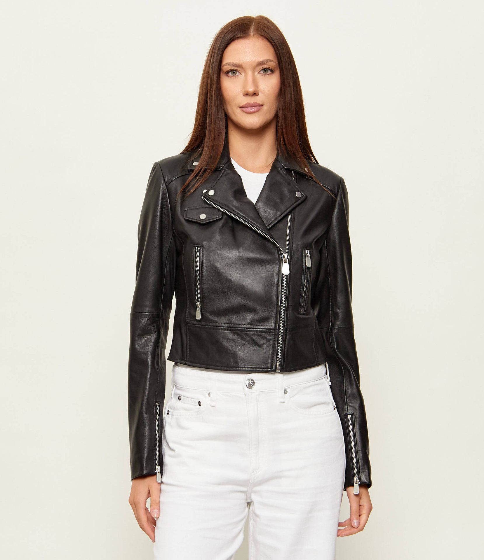 Pinko Skórzana kurtka NEW SENSIBILE Cropped Fit