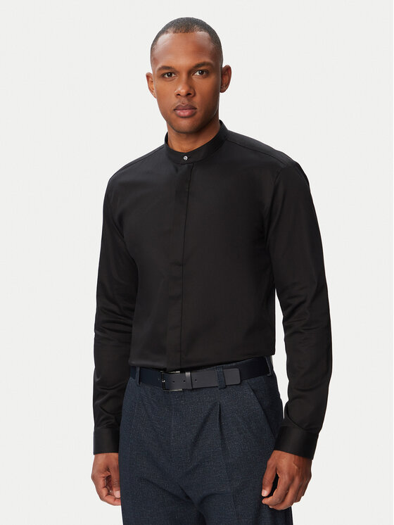 HUGO Koszula Kaleb 50544949 Czarny Slim Fit