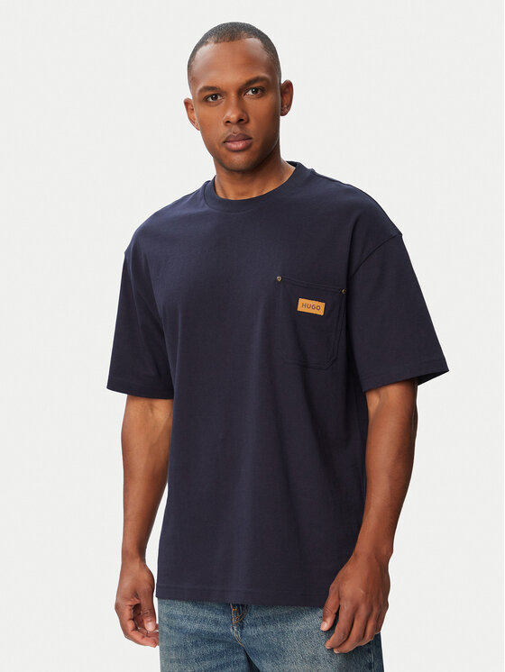 HUGO T-Shirt Nevado 50564045 Granatowy Loose Fit