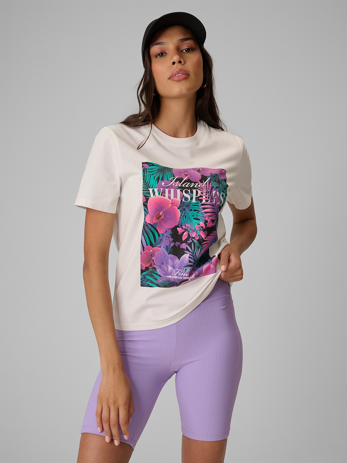 4F T-shirt relaxed z nadrukiem damski - biały XS