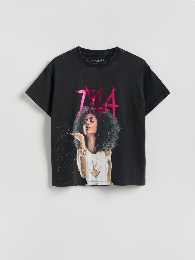 Reserved - T-shirt TYLA - ciemnoszary