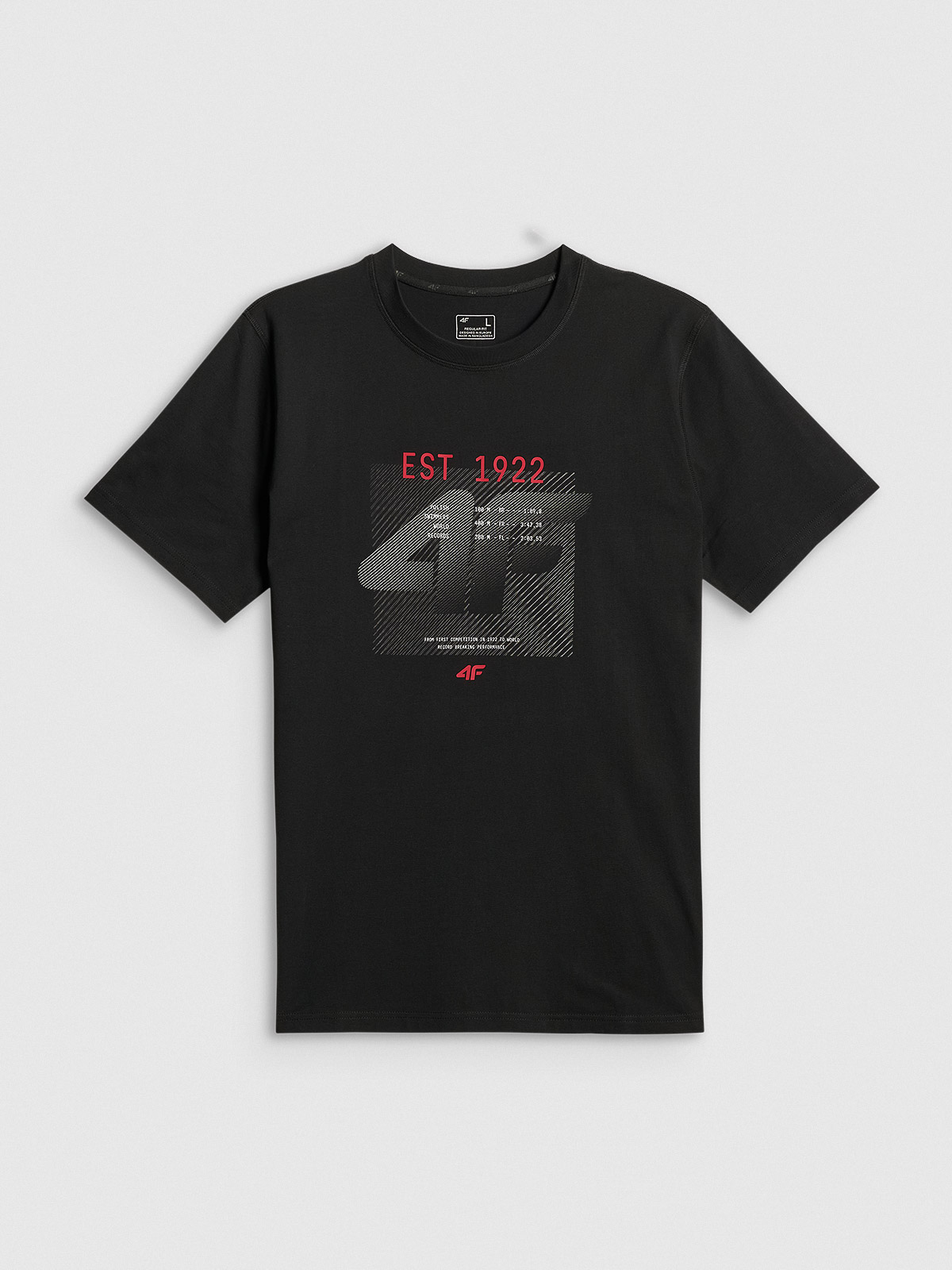4F T-shirt regular z nadrukiem męski - czarny XXL