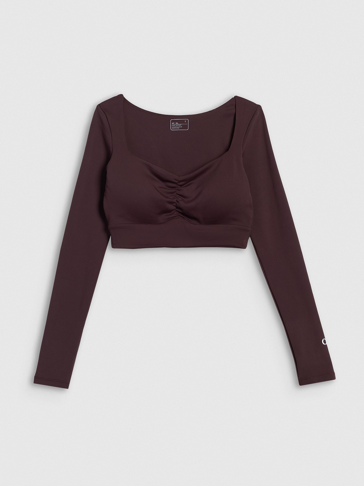 4F Crop top treningowy z niskim wsparciem damski 4F x Anna Lewandowska - brązowy XS
