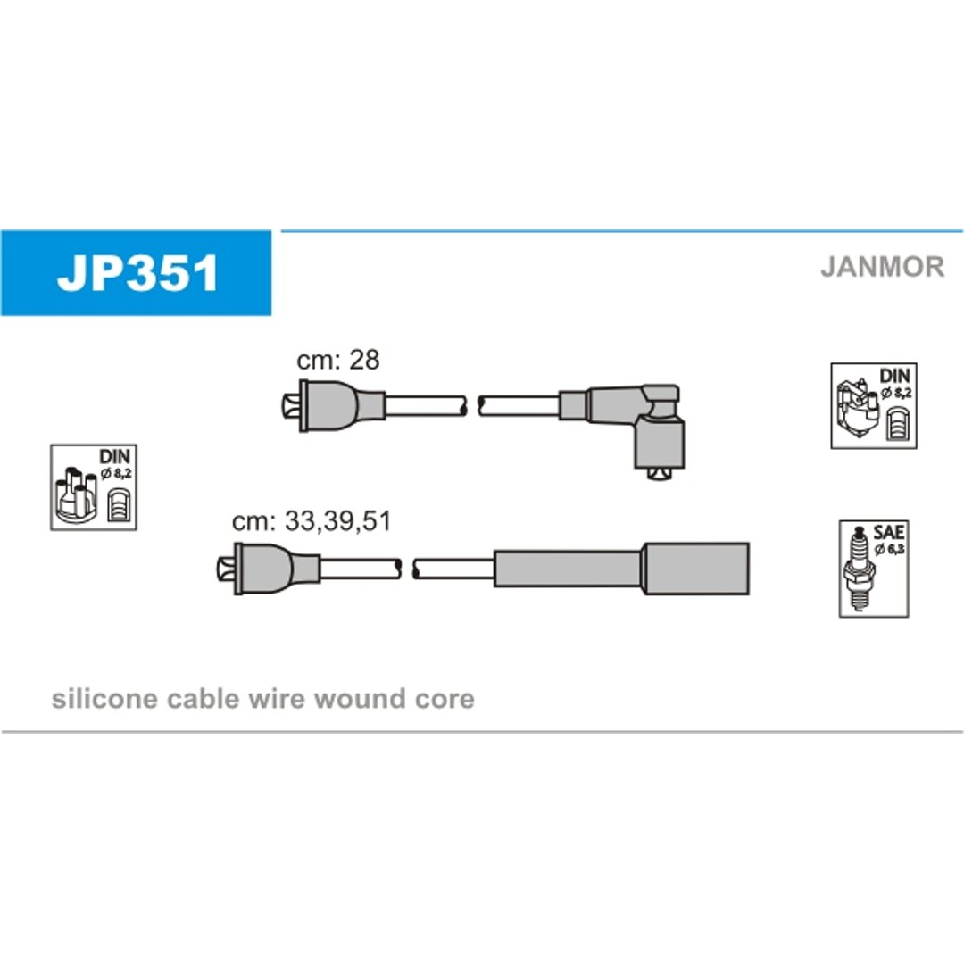 JANMOR Zestaw przewodów zapłonowych JP351