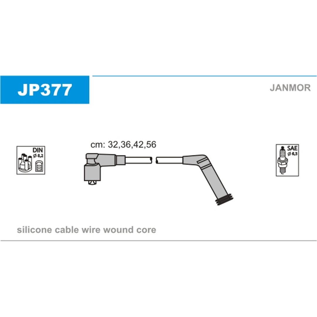 JANMOR Zestaw przewodów zapłonowych JP377
